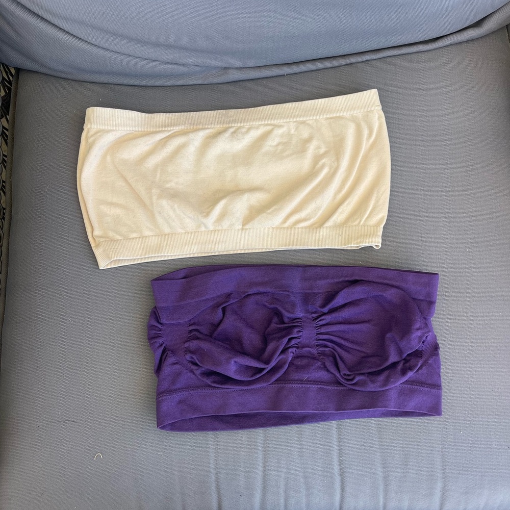 Cream and Purple Bandeau Tops - Two-Pack